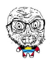 angry antigua_and_barbuda bald country flag flag:antigua full_body glasses hair soyjak star_(symbol) stubble subvariant:fun_sized_feraljak sun teeth variant:feraljak // 166x177 // 20.3KB