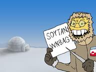 antiswarthy_(namefag) clothes eskimo flag:greenland glasses greenland half_open_mouth hand high_effort holding_object igloo knife outdoors sign sky snow soytan_wnbag variant:soykio_kid yellow_skin // 1000x750 // 113.7KB