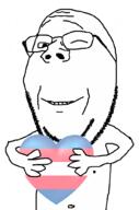 arm glasses hair hand heart holding_heart holding_object smile soyjak stubble subvariant:wholesome_soyjak template transgender_flag transheart variant:gapejak wink // 676x1021 // 77.8KB