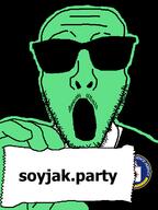central_intelligence_agency clothes fed glasses glowing green_skin holding_object open_mouth soyjak soyjak_party stubble suit sunglasses tuxedo variant:stbfcjak // 480x640 // 24.9KB