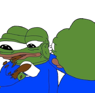 2frogs amphibian animal blue_shirt closed_mouth clothes coffee cup drink frog green_skin holding_cup holding_mug holding_object lips mug nas nas:pepe pepe pepe_the_frog slap subnas:apu transparent_background // 735x719 // 269.8KB