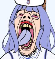 anime blue_hair bowtie chino_kafuu glasses gochiusa hanging open_mouth soyjak stubble tippy tranny variant:isaac // 532x567 // 165.5KB