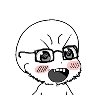 aliased angry anime bant_(4chan) blush glasses gyate_gyate open_mouth series:gyatejaks soiboi soyjak stubble touhou variant:soyak video_game // 400x400 // 13.7KB