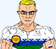 arm autonomous_okrug award blue_eyes buff christianity closed_mouth clothes eastern_orthodox eyes_like_the_o-o-cean flag flag:nenets flag:russia glasses hair keyed nenets_autonomous_okrug oil orthodox_cross russia soyjak subvariant:chudjak_front subvariant:muscular_chud text transparent transparent_background tshirt variant:chudjak vein yellow_hair // 1059x929 // 76.7KB