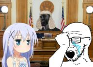 anime chino_kafuu closed_eyes court crying gigachad glasses gochiusa hand irl_background judge nas:gigachad open_mouth soyjak stubble variant:soyak // 573x415 // 355.5KB