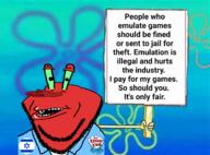 amerimutt cartoon coat comic crab edit eye_stalks green_sclera happy_merchant holding_object holding_sign judaism krusty_krab lips looking_at_you meme mr_krabs mutt nickelodeon open_mouth red_skin rubbing_hands soyjak spongebob_squarepants star_of_david stonetoss stubble subvariant:impish_amerimutt toss variant:impish_soyak_ears white_shirt wordswordswords // 1458x1079 // 6.0MB