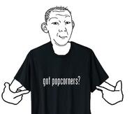 arm closed_mouth clothes ear hair hand merge pointing popcorners smile soyjak text variant:kuzjak variant:shirtjak // 657x558 // 107.9KB