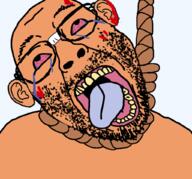 ack blood brown_skin glasses hanging noose red_eyes rope soyjak stubble ufc variant:bernd // 1024x953 // 575.1KB