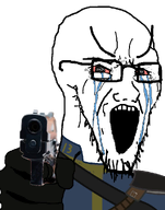 crying fallout fallout_1 firearm glasses gun imminent_death pistol stubble subvariant:crying_soyak variant:soyak vault_13 vault_boy vault_dweller vault_suit weapon // 785x1000 // 134.0KB