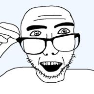 annoying_orange closed_mouth glasses hand holding_object looking_at_you open_mouth smile soyjak stubble transparent_background variant:oranjak variant:sobot // 548x548 // 30.1KB