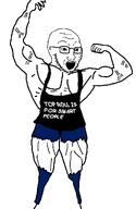 bald biceps bodybuilder buff chest clothes glasses muscles muscular_male open_mouth quads shirt_with_words shirts shorts sleeveless_shirt small_calves soyjak steroids stick stubble text top_roll_is_for_smart_people variant:soyak vein // 669x1027 // 12.5KB