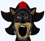 animal black_skin ear glasses open_mouth shadow_the_hedgehog sonic_the_hedgehog soyjak stubble variant:markiplier_soyjak // 1324x1194 // 2.3MB