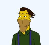 brown_hair closed_mouth clothes collared_shirt ear hair lenny_leonard smile stubble subvariant:euroaryan subvariant:euromutt suspenders the_simpsons variant:markiplier_soyjak yellow_skin // 888x818 // 35.5KB