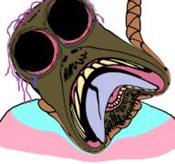 bloodshot_eyes brown_skin brown_troonjak crying deformed god_tier_wojack hanging open_mouth purple_hair stubble variant:bernd // 768x719 // 244.5KB