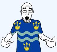 arm british cambridgeshire clothes crown ear england flag flag:cambridgeshire glasses hair hand open_mouth pointing soyjak stubble teeth tshirt united_kingdom variant:shirtjak // 1236x1118 // 125.0KB