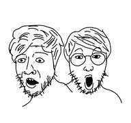 2soyjaks glasses hair open_mouth soyjak stubble variant:unknown // 1268x1191 // 392.9KB