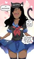 anime artist:garf ascence_(user) blushing cap cat_ear cat_tail catgirl clothes esl femboy flag:gay_pride_flag flag:quebec hat heart long_hair school_uniform skirt speech_bubble subvariant:gapejak_female subvariant:terryjak text trap variant:gapejak // 1080x1867 // 1.1MB