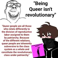 artist:shitskintrannypedophilebraphog bandana book glasses hoodie lgbtq mask nas:twink patriarchy politics pride queer quote revolution variant:reaction_soyjak // 1080x1080 // 127.0KB