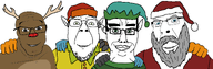 antler beard christmas christmas_elf clothes deer elf glasses glove hat pointy_ears rudolph santa sciencemas smile stubble variant:bernd variant:chudjak variant:cobson variant:feraljak // 2048x667 // 296.6KB