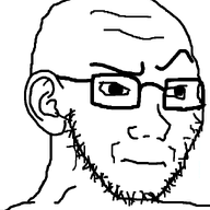 closed_mouth ear frown glasses inquisitive raised_eyebrow soyjak stubble suspicious variant:soyak // 632x756 // 24.6KB