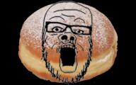 bread dorayaki glasses mustache objectsoy open_mouth series:foodeez! soyjak stubble variant:a24_slowburn_soyjak // 512x320 // 236.8KB
