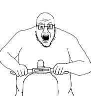 blart glasses open_mouth riding scooter soyjak stubble template variant:blartjak // 876x921 // 40.1KB