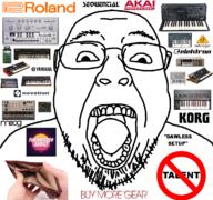 glasses mu_(4chan) open_mouth soyjak stubble synthesizer text variant:bernd wallet // 1200x1125 // 759.9KB