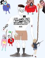 ack american_flag amerimutt anime anti_mutt body brainful buff chud clothes communism flag glasses gun hand hat isis islam islamofascism israel jewish_star judaism konohagakure_symbol multiple_soyjaks muscles nazism nike ommar_mateen rifle rope shoe shorts soyjak star_of_david subvariant:ackmutt subvariant:chudjak_front subvariant:rand subvariant:wholesome_soyjak taliban text tranny united_states variant:bernd variant:chudjak variant:gapejak weapon // 1434x1849 // 1.2MB