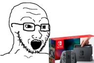 artist:swede glasses nintendo nintendo_switch open_mouth soyjak stubble swede_(artist) variant:soyak video_game // 1200x800 // 263.4KB