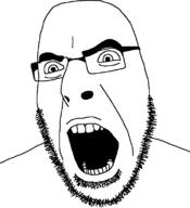 angry animated dance glasses looking_at_you open_mouth soyjak stubble subvariant:cobson_front2 thick_eyebrows variant:cobson // 721x789 // 57.8KB