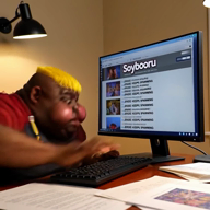 ai_but_not_completely_ai_doe award big_lips big_nose black_skin blond blush character:hunky clothes computer ext=mp4 eyebrows fat hair keyboard monitor open_eyes realistic series:fusionjaks soybooru subvariant:branigger subvariant:fat_alicia subvariant:hunky_twink_sex_machine variant:alicia variant:brandon video white_background // 560x560, 6s // 2.5MB