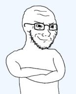 closed_mouth crossed_arms glasses smile smug soyjak stubble template variant:soyak // 564x699 // 46.3KB