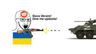 country firearm flag glasses gun holding_gun holding_object holding_rifle open_mouth reddit rifle russo_ukrainian_war soyjak stubble tank text ukraine variant:soyak weapon z_(russian_symbol) // 1600x900 // 70.6KB
