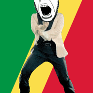 angry animated country dance flag full_body gangnam_style glasses irl open_mouth republic_of_congo soyjak stubble variant:cobson // 300x460 // 501.5KB