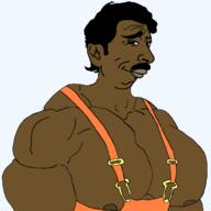 big_lips brown_skin buff closed_mouth hair india indian lips mge muscular_male mustache no_glasses overalls pajeet smirk strong transparent_background variant:pajeetjak // 2048x2048 // 47.0KB