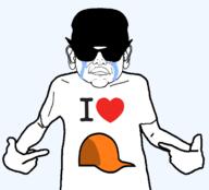 brim cap closed_mouth clothes crying ear glasses hat homestuck i_love merge sunglasses variant:brandon variant:shirtjak white_shirt // 1170x1058 // 285.0KB