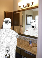 2soyjaks angry anus arm ass balls glasses hairy hand holding_object mustache naked nsfw open_mouth razor shaving skull sonnenrad soyjak stubble tattoo variant:cobson variant:double_trouble // 1221x1648 // 1.8MB