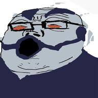 glasses open_mouth orange_eyes soyjak variant:tony_soprano_soyjak // 1000x1000 // 193.9KB