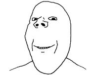 beautiful closed_mouth face happy joy male shoulder shoulders smile soyjak strange stubble subvariant:unkown subvariant:wholesome_soyjak variant:gapejak weird young // 894x706 // 32.8KB