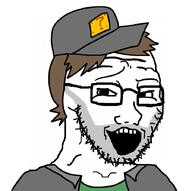 brown_hair cap clothes glasses hair hat mario nintendo open_mouth question_mark_block smug soyjak stubble v_(4chan) variant:soyak video_game vinesauce vinny // 899x896 // 44.4KB