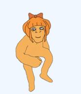 animated blue_eyes cartoon crazed dance eyelashes female full_body hair mymy ongezellig orange_hair orange_skin selfish_little_fuck smile soyjak variant:feraljak // 200x233 // 146.7KB