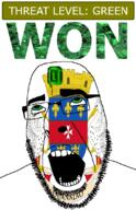 ahegao animal bird country emerald flag flag:saint_barthelemy fleur-de-lys france gem glasses green green_eyes hair looking_up open_mouth saint_barthelemy schlog_color_event soyjak soyjak_blog stubble teeth text threat_level_green variant:cobson won // 721x1115 // 316.8KB
