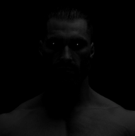 beard black_background buff dark evil grey_skin hair looking_at_you nas:gigachad ominous subnas:gigarapist