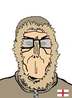 alfietheboorufag_(user) clean_shaven coat england eskimo flag:england front_facing fuzz glasses green_eyes hair hoodie looking_at_you no_stubble open_mouth parka shaved skin subvariant:euromutt variant:markiplier_soyjak white_skin zipper // 590x796 // 21.7KB