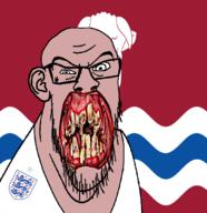 angry animal british bull cow distorted ear england flag flag:herefordshire flower glasses hair herefordshire irl lion open_mouth plant rotten_teeth soyjak stubble teeth united_kingdom variant:feraljak white_skin yellow_teeth you_were_one_i_ker // 1048x1081 // 324.7KB