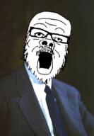 clothes franklin_delano_roosevelt glasses irl open_mouth soyjak stubble suit variant:a24_slowburn_soyjak // 749x1080 // 581.3KB
