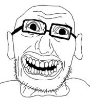 ear glasses open_mouth soyjak stubble variant:grrrhjak // 668x734 // 23.8KB