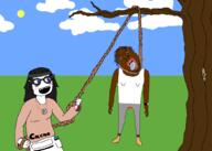 2soyjaks black_skin clothes cloud hair hanging lynching rope soyjak sun tree variant:bernd variant:soytan // 2100x1500 // 319.3KB