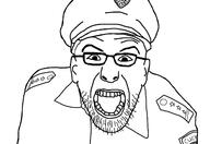 clothes ear glasses hat idubbbz looking_at_you open_mouth police police_hat police_uniform soyjak stubble variant:policejak // 1600x1100 // 145.3KB