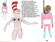 ack blood brown_skin dr_seuss hanging meta:SOYDUEL_TOOK_PLACE_IN_COMMENT_SECTION meta:tagme open_mouth peom sonnenrad stubble swastika the_cat_in_the_hat tranny variant:bernd variant:impish_soyak_ears wordswordswords // 1233x944 // 456.9KB